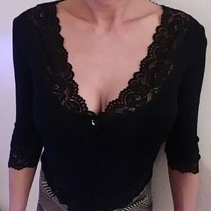 Black Lace Trim Sweater